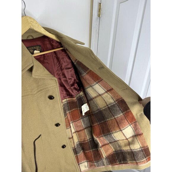 Vintage HBC The Bay 70s Wool Car Coat 44 Camel Western Yoke Made in Canada - Picture 5 of 7